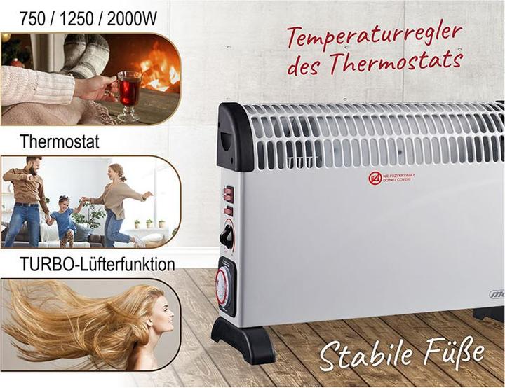 Actual product image Mesko MS 7741w Convector heater with timer and turbo fan (2000 W)