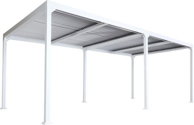 Mendler Pergola en aluminium HWC-L41, pavillon à lamelles, structure métallique stable de 8 cm 3x6m - blanc (300 cm, 600 cm)