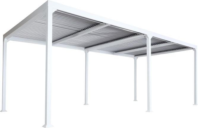 Produktbild Mendler Alu Pergola HWC-L41, Lamellen-Pavillon, stabiles 8cm-Metall-Gestell 3x6m - weiss (300 cm, 600 cm)