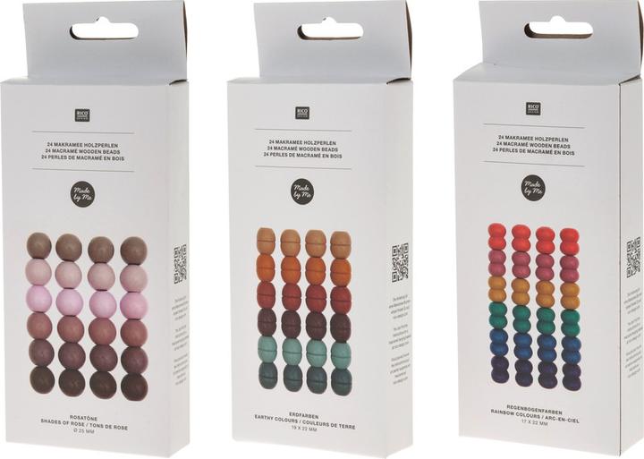 Actual product image Rico Design Wooden beads macramé pink tones, 24 pieces