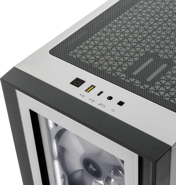 Actual product image Corsair iCUE 4000X RGB Mid-Tower White tempered glass case (ATX, mATX, Mini-ITX, E-ATX)