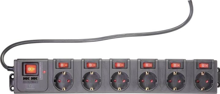 Actual product image Renkforce 615C-CMB-SUSB Power strip with switch black protective contact (6 x, CEE 7/3, 1.50 m)