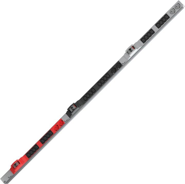 Actual product image Bachmann IT PDU ALU 1U 24x C13 6x earthing contact 6LS CEE 3x 32A red