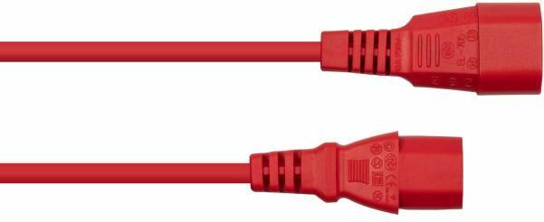 Productafbeelding Kabelmeister IEC apparaatverlenging IEC apparaatstekker C14 naar IEC apparaatcontactdoos C13, rood, 0,75mm² (2 m)
