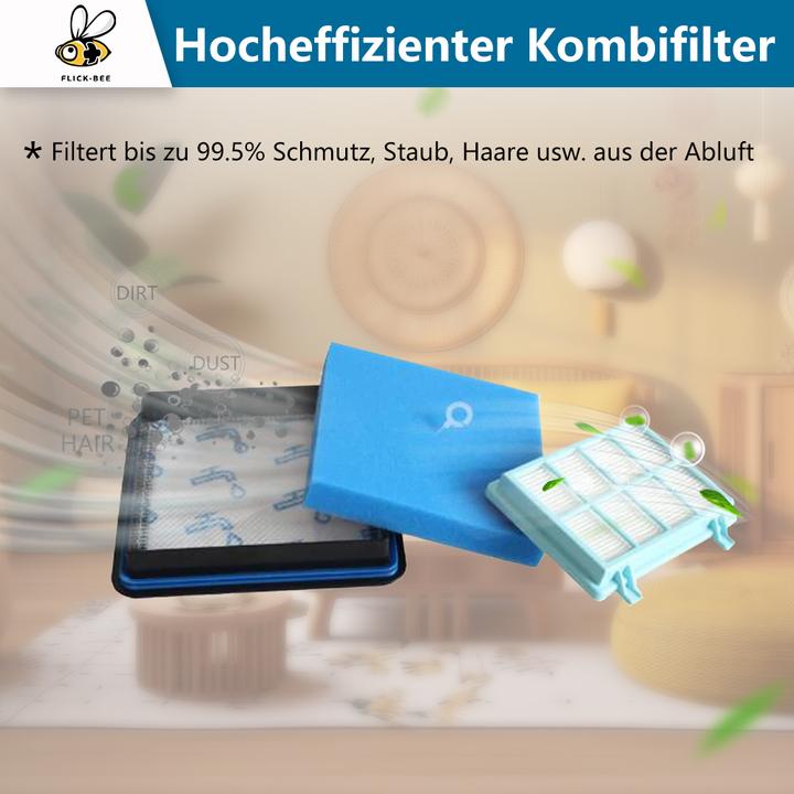 Actual product image Flickbee Filter set 3 in 1 for Philips PowerPro Compact like FC8010/02