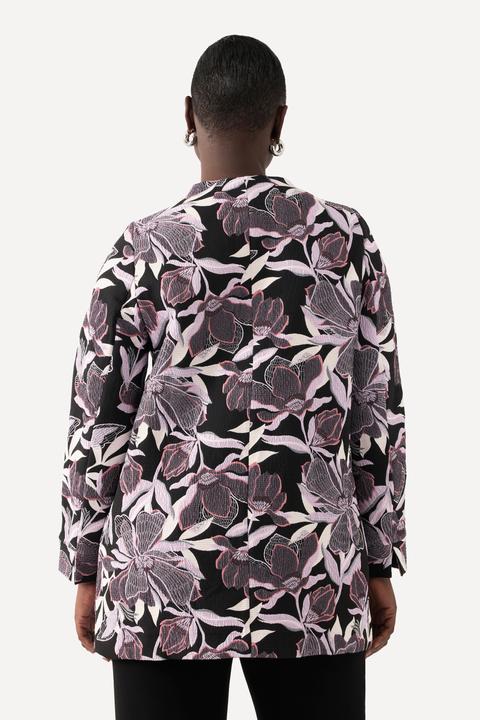 Image du produit Ulla Popken Veste Jacquard motif fleurs, col calice et encolure en V (54)