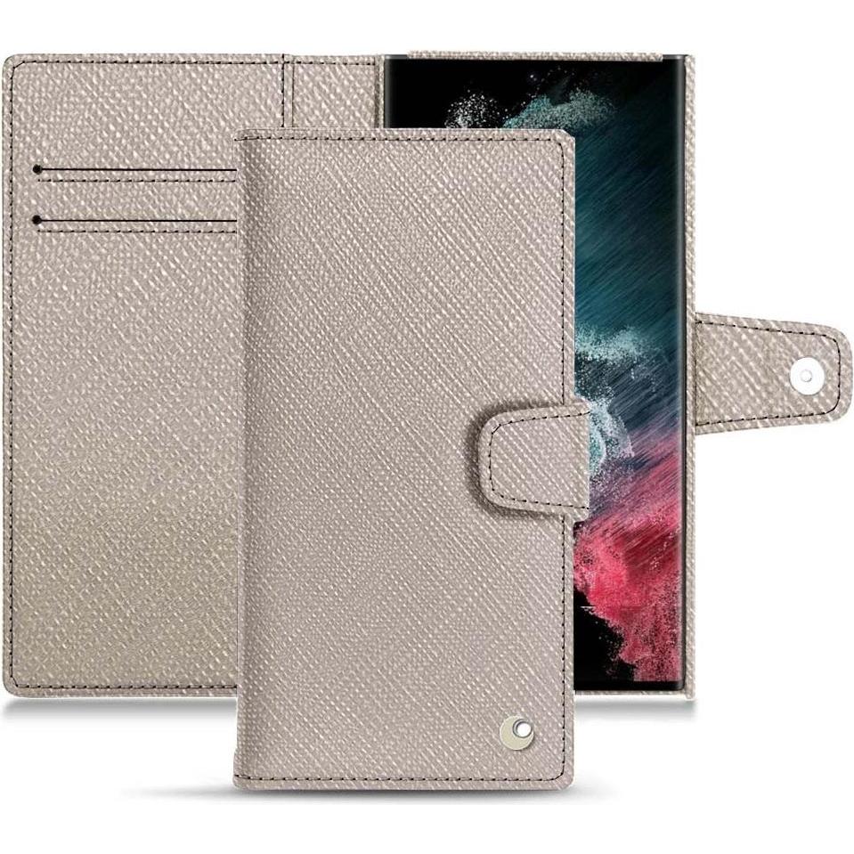 Noreve Lederschutzhülle Wallet (Samsung Galaxy S22 Ultra), Smartphone Hülle, Beige