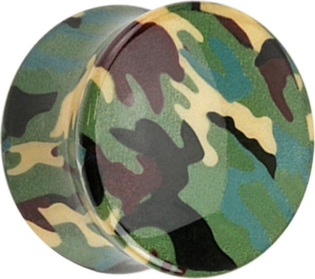 Image du produit Star Piercing Flared Plug Camouflage militaire vert (sans laiton, Acrylique)