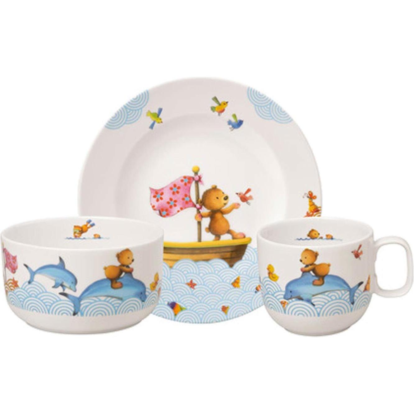 Villeroy & Boch, Kindergeschirr + Kinderbesteck, Set 3tlg. Happy as a Bear