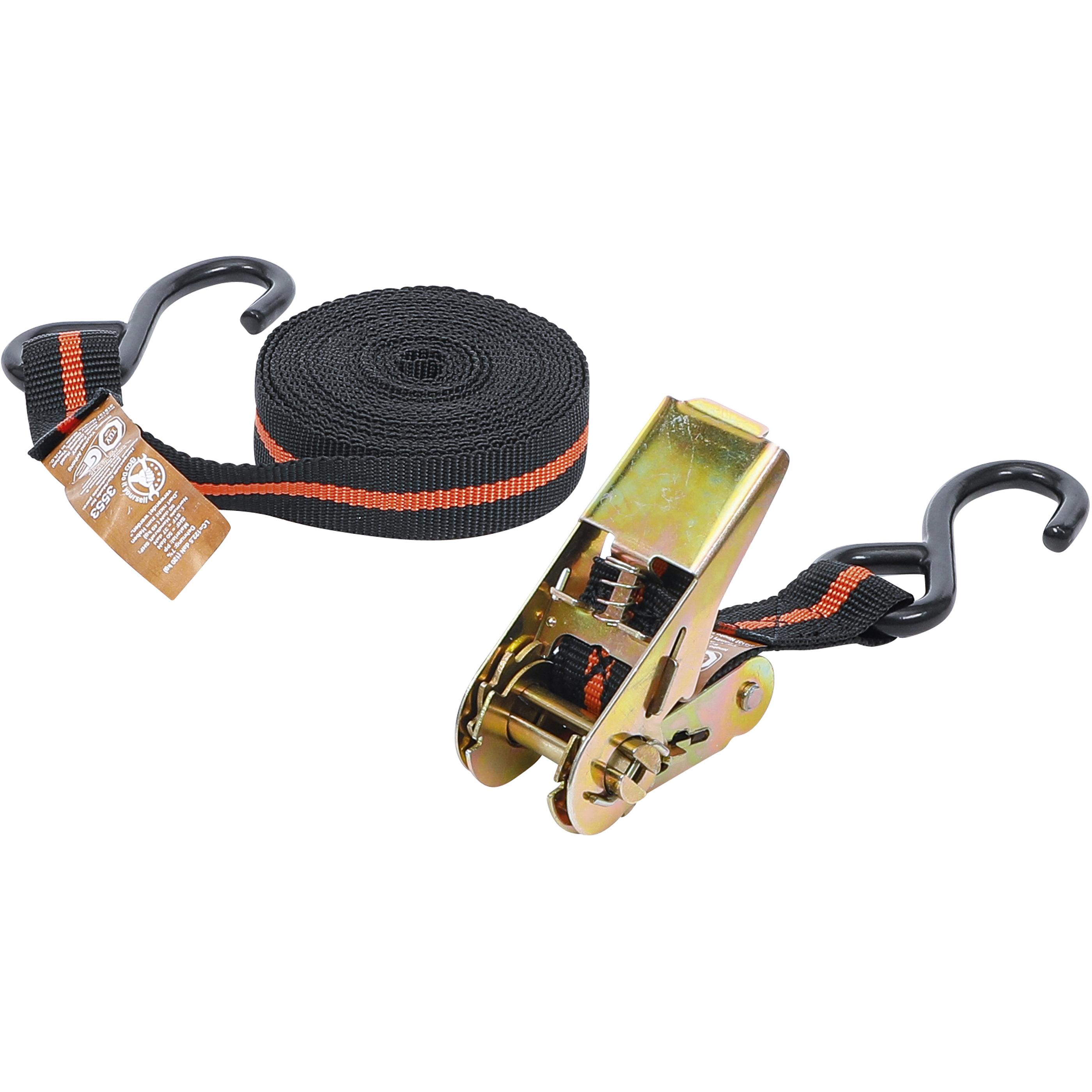 Thumbnail - BGS, Spanngurt + Ladungssicherung, Knarren-Spannband mit 2 schweren Haken 5 m x 24 mm