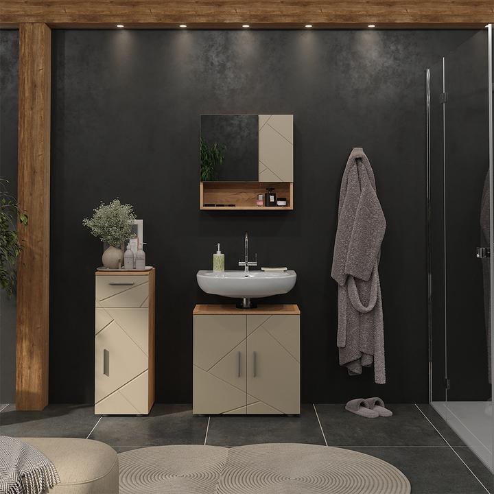Produktbild Vicco Badmöbel-Set 3-teilig Irma, Goldkraft Eiche/Beige, 3 Teile