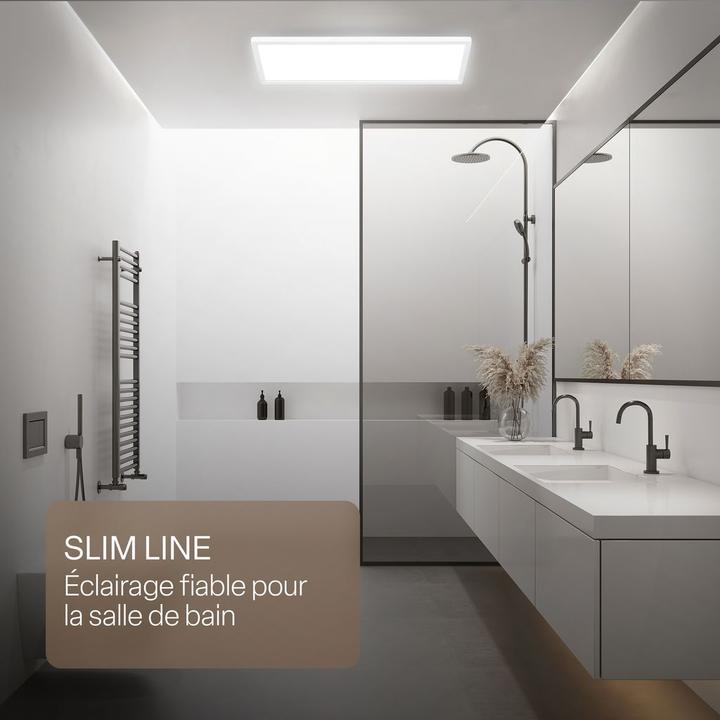 Actual product image B.K.Licht SHALLOW ultraflaches CCT LED Panel, 4000K, IP44, weiss, 580x200 (3000 lm)