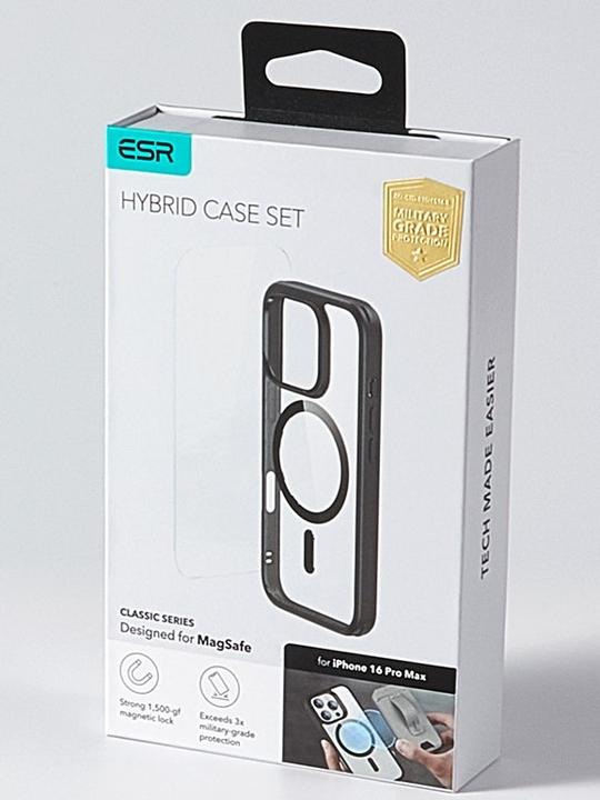 Produktbild ESR Classic Hybrid Halolock MagSafe Case + Tempered Glass for iPhone 16 Pro Max - Clear (Apple iPhone 16 Pro Max)