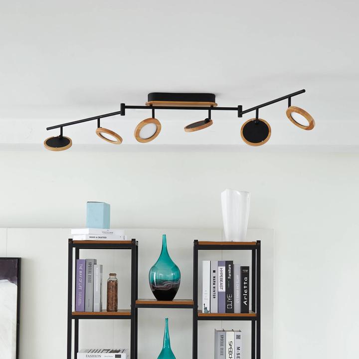 Actual product image Lindby Manel LED spotlight wood 6-flame (1370 lm)