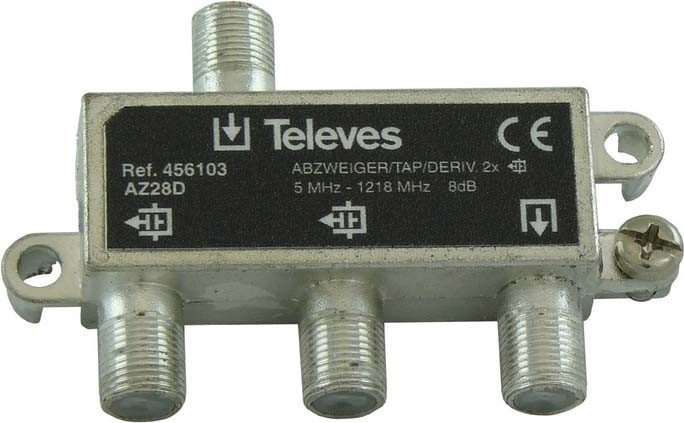 Produktbild Televes AZ28D 2-fach Abzweiger 5-1218 MHz AD:8dB 456103 (Verteiler und Abzweiger)