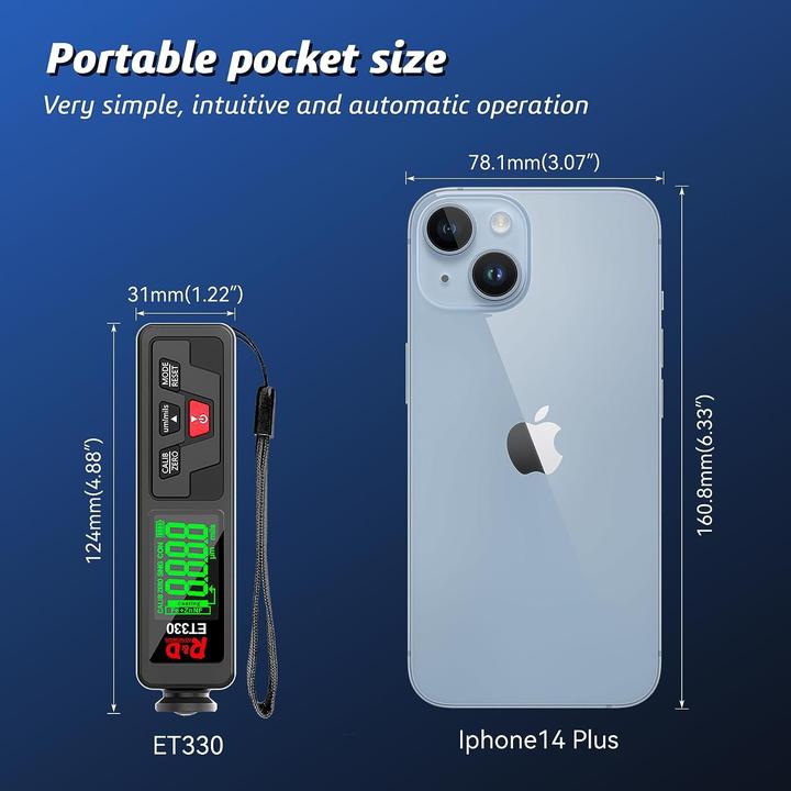 Actual product image Rdinscos Handheld Lackdickenmessgerät ET330 mit LCD-Display
