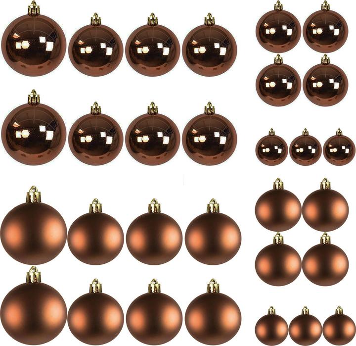 Produktbild Mojawo 30tlg. Christbaumkugeln / Weihnachtskugeln Braun Ø 4/5/6/7cm (30x)