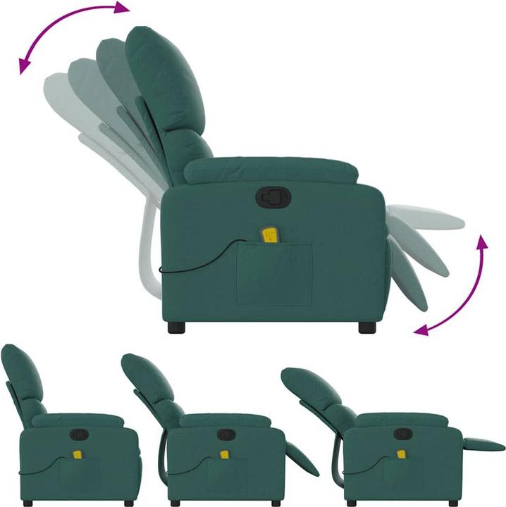 Immagine prodotto vidaXL Poltrona massaggiante in tessuto verde scuro,Colore: verde scuro,Materiale