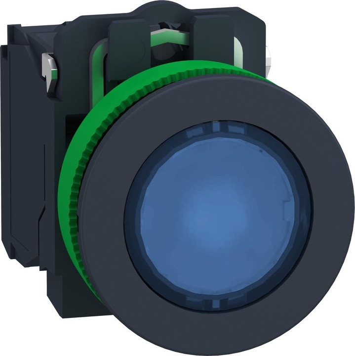 Produktbild APC Leuchtdrucktaster, flach, komplett, ø30mm, IP69K, LED, Blau, 1 Öffner + 1 Schlie