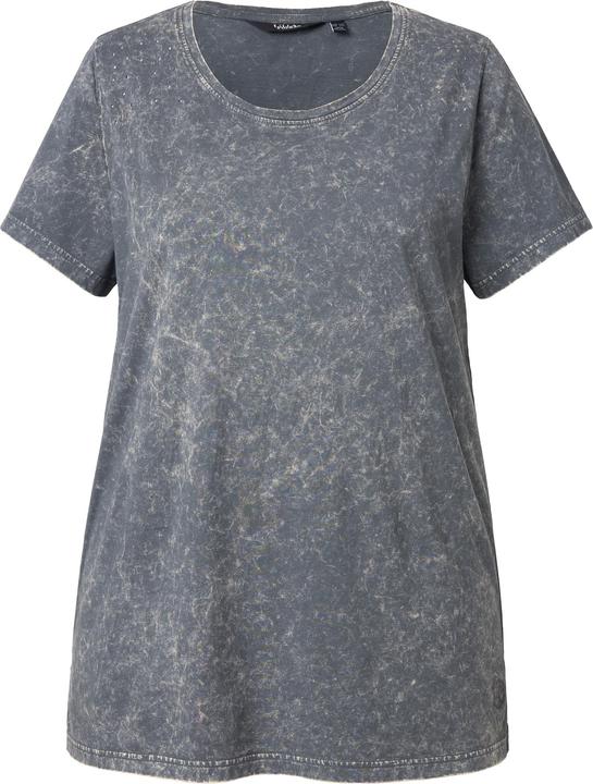 Actual product image Ulla Popken Rivet Detail Short Sleeve Acid Wash Tee (62)