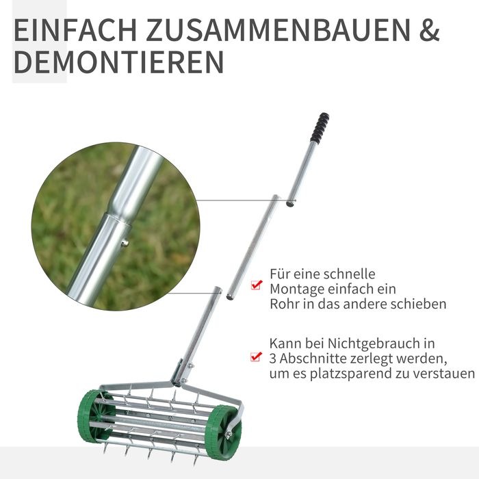 Produktbild Swisshandel24 Rasenlüfter Grifflänge einstellbar Handvertikutierer Rasenbelüften Stachelwalze Rasen rollender Rase