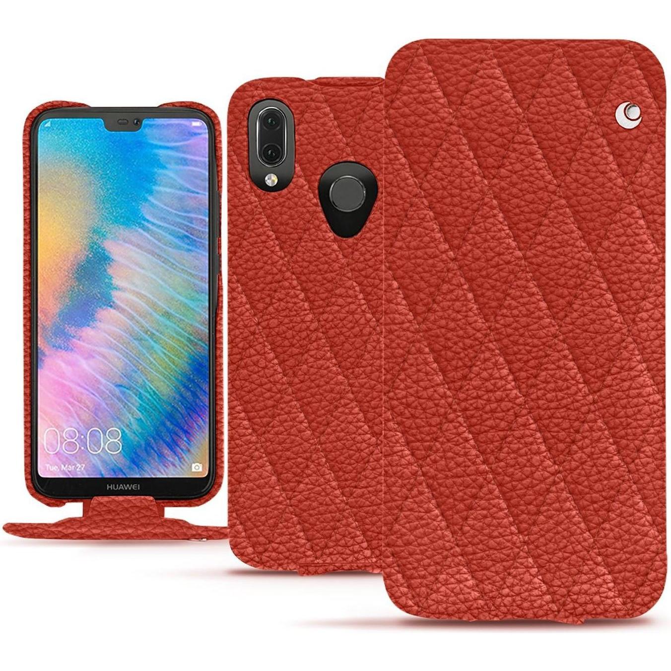 Noreve Lederschutzhülle vertikal (Huawei P20 Lite), Smartphone Hülle, Orange