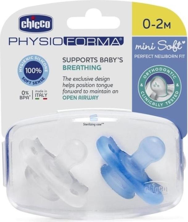 Actual product image Chicco Physiological soother PHYSIO FORMA SOFT mini silicone BOY 0-2m (2x)