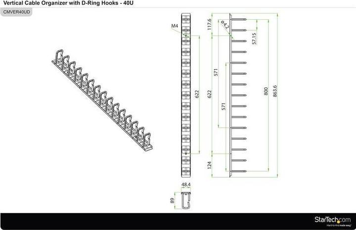 Image du produit StarTech D-RING HOOK CABLE PANEL - 6FT.