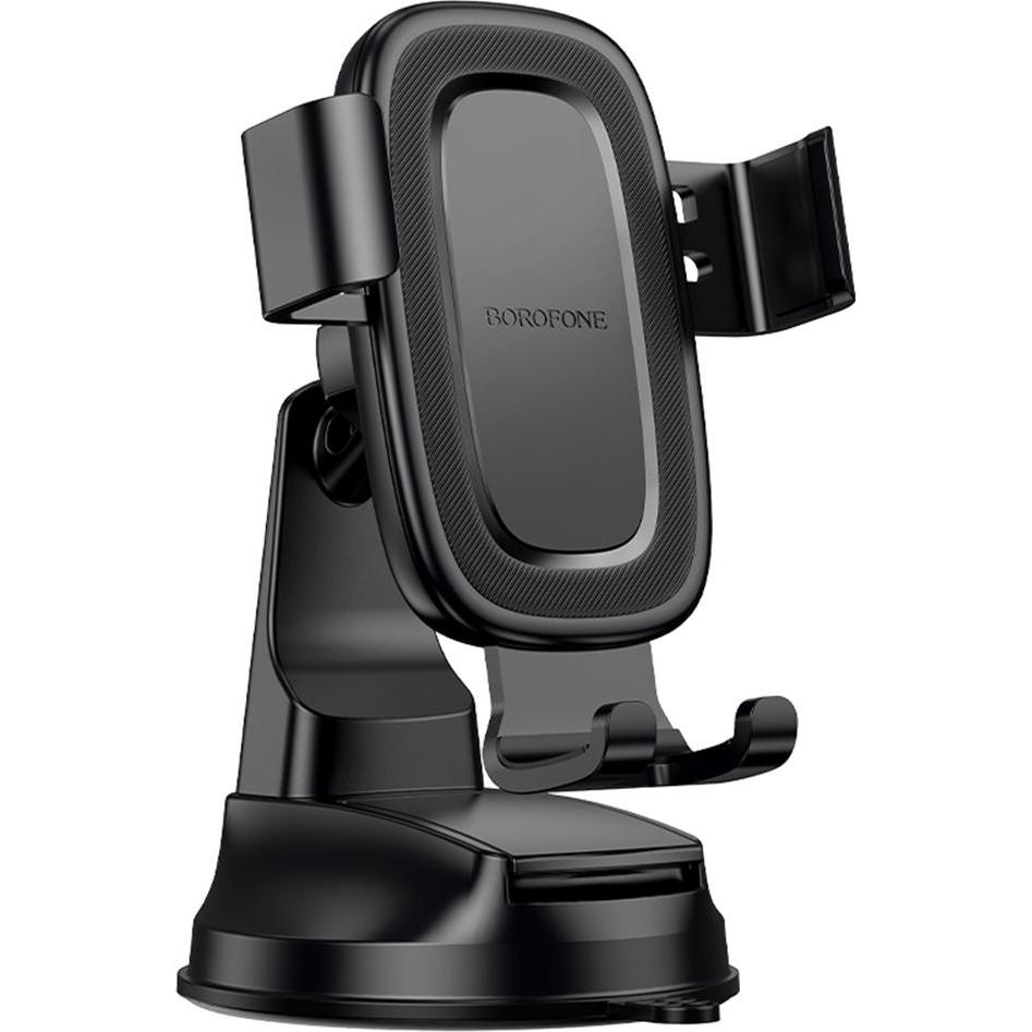 Borofone - Car Holder (BH130) - for Dashboard/Windshield, 360° Adjust, ABS, Silicone, 6.1-7" - Black, Supporto per smartphone, Nero