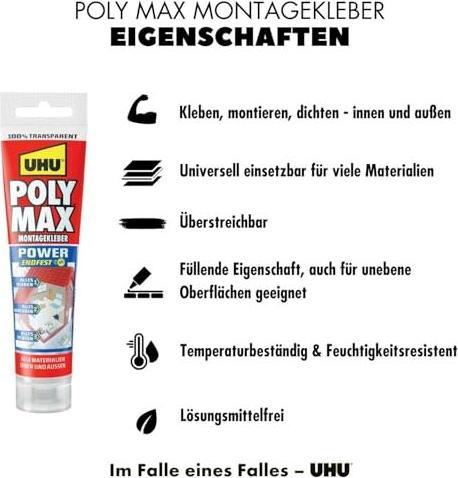 Productafbeelding UHU POLY MAX® POWER transparant (115 g, 115 ml)