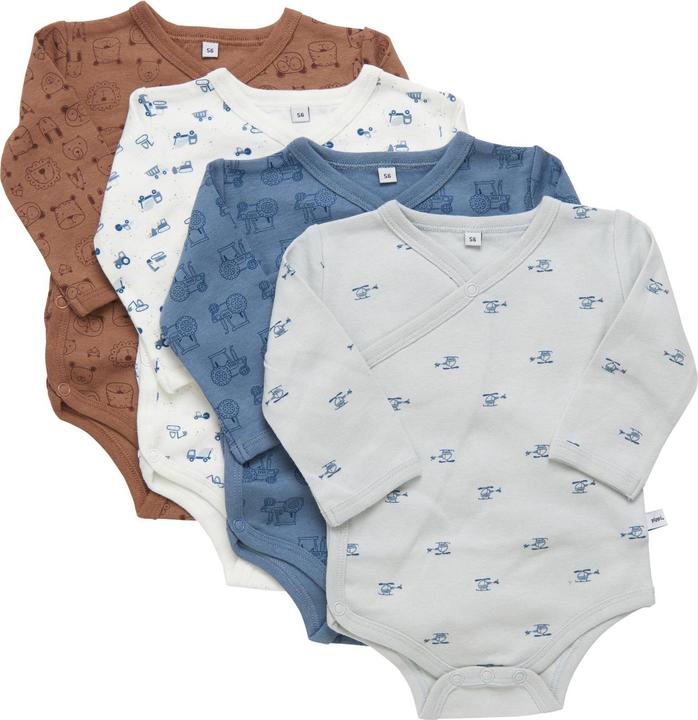 Pippi Wickel-Langarm-Body 4er-Set Blue Mirage Gr. 56 (56)