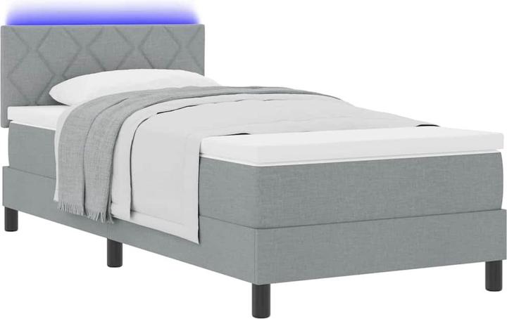 Image du produit VidaXL Lit Boxspring avec matelas & LED Gris clair 90x200 cm Tissu (90 x 200 cm)