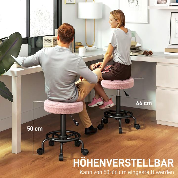 Produktbild Homcom Rollhocker Polyester, Metall Rosa