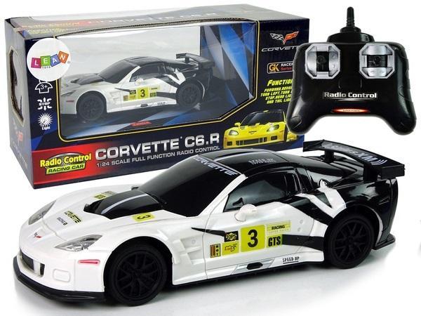 Lean Toys Nuotoliniu būdu valdomas sportinis automobilis Corvette C6.R, 2.4 G, 1:24, baltas