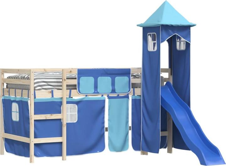 Actual product image vidaXL Curtains for loft bed with tower Blue polyester, colour
