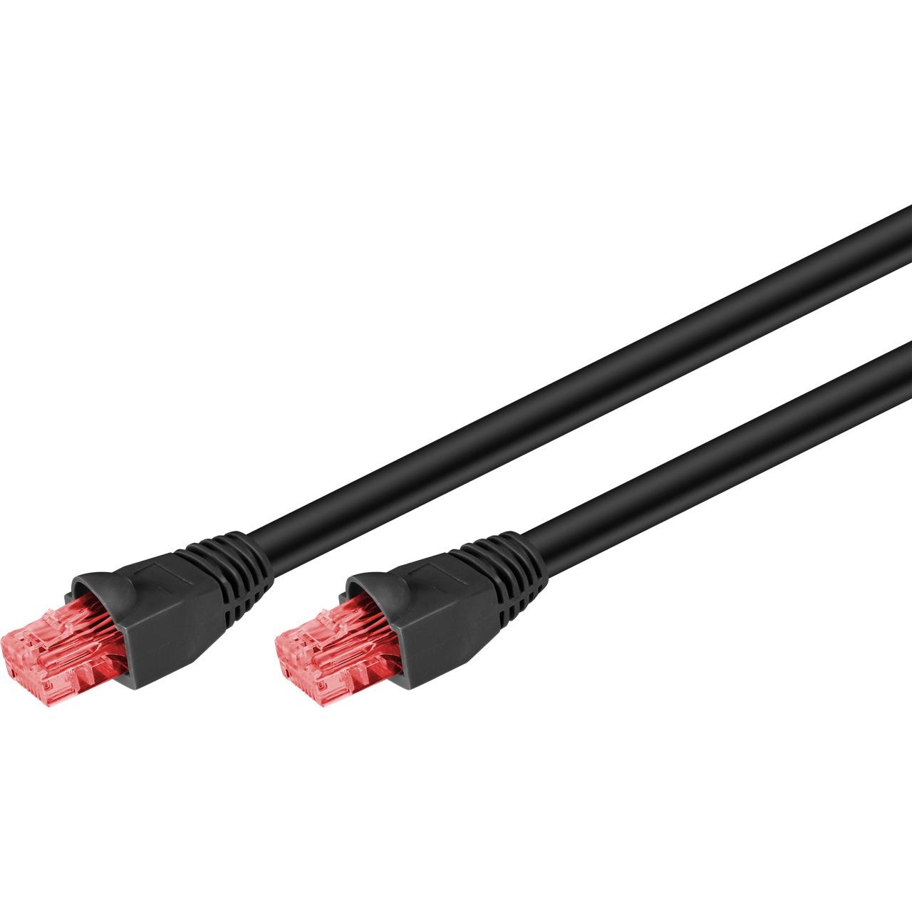 Goobay CAT 6 Outdoor-Patchkabel, U/UTP, Schwarz, 10 m (U/UTP, CAT6, 10 m), Netzwerkkabel