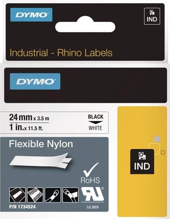 Energy Label Dymo Rhino nylon ribbon, white (2.40 cm, Multicoloured)