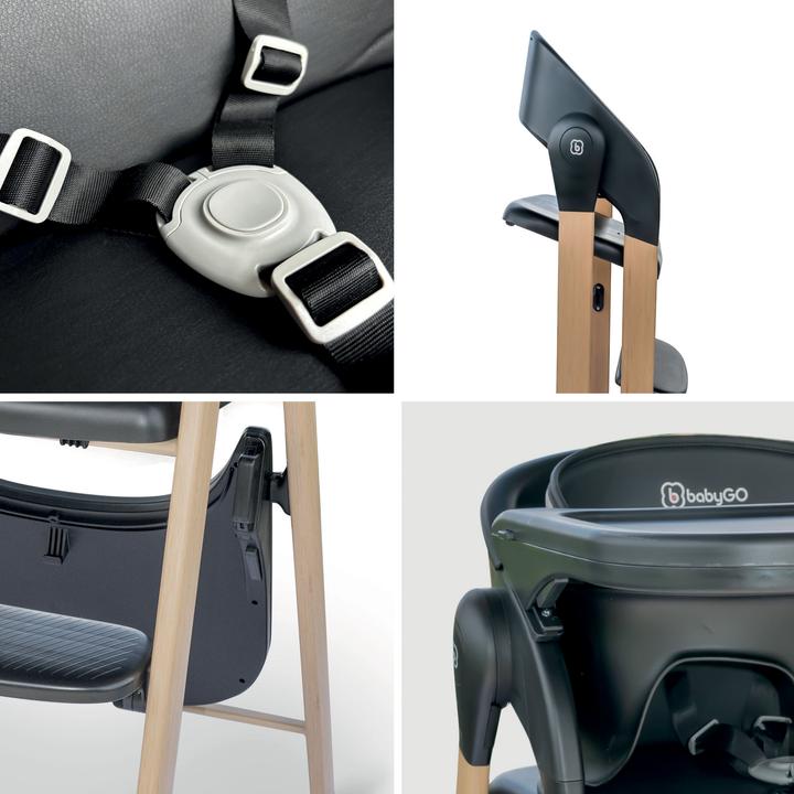 Actual product image BabyGo Levels Newborn Highchair schwarz/Holzoptik (Highchair)