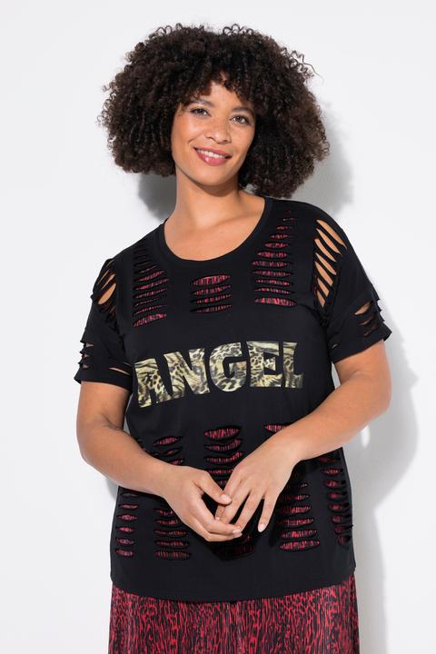 Produktbild Angel of Style T-Shirt, Komfort Fit, Schlitze, Leo-Schriftzug (46)