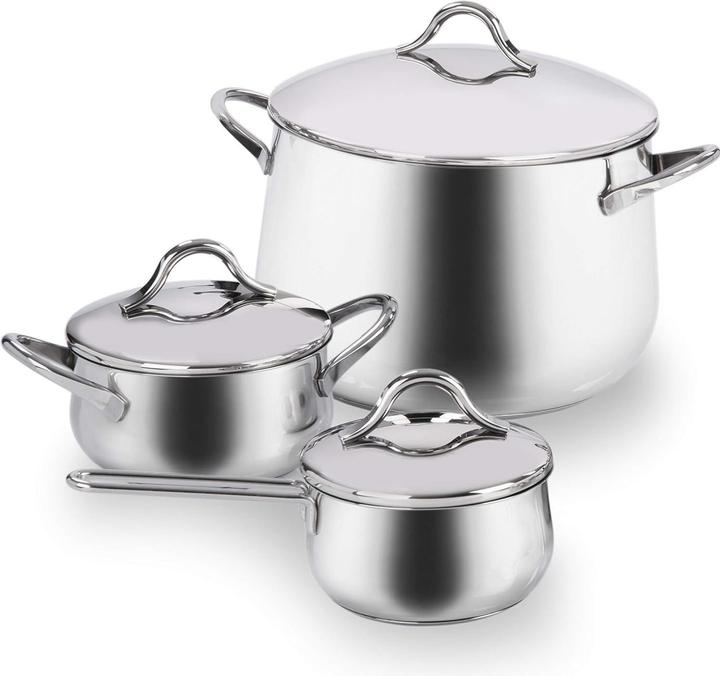 Actual product image Barazzoni Mediterranean Drum Kit 24 pieces composition 1810 made in Italy stainless steel 1810 (Casserole + stew pot, Pot, Stainless steel)