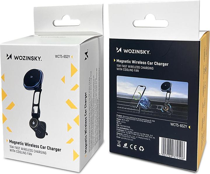 Produktbild Wozinsky WCT5-6S2Y Car Holder with Qi/MagSafe 15W Inductive Charger for Air Vent - Black