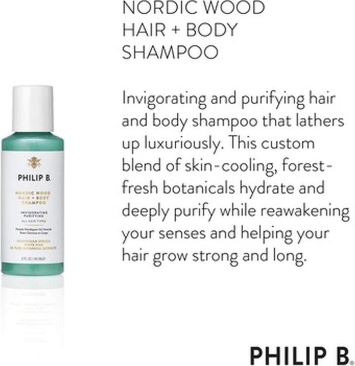 Produktbild Philip B. Nordic Wood Hair & Body Shampoo (60 ml, Flüssiges Shampoo)