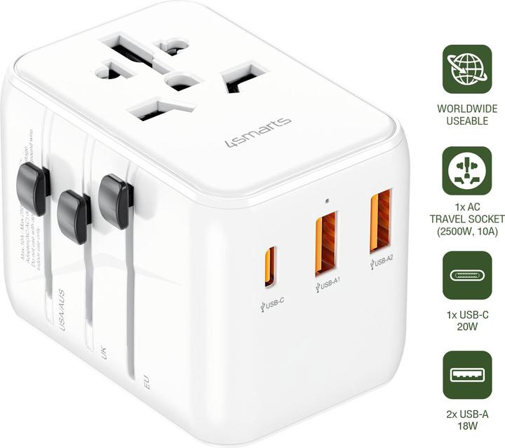 Produktbild 4smarts Weltreiseadapter Nomad 20W weiss