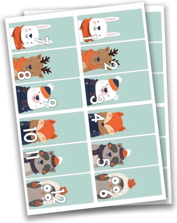 Produktbild Papierdrachen 24 Adventskalender Zahlenaufkleber, Design Nr. 61