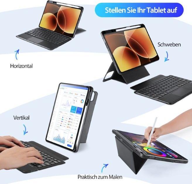 Image du produit Dux Ducis DK Series Keyboard Case mit Backllicht (US, Xiaomi Pad 7, Xiaomi Pad 7 Pro, Xiaomi Pad 8, Xiaomi Pad 8 Pro)