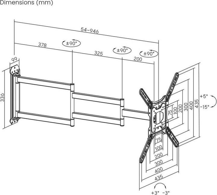 Produktbild SpeaKa Professional SP-TVM-1000 TV-Wandhalterung 58,4 cm (23") - 165,1 cm (65") (65", 35 kg)