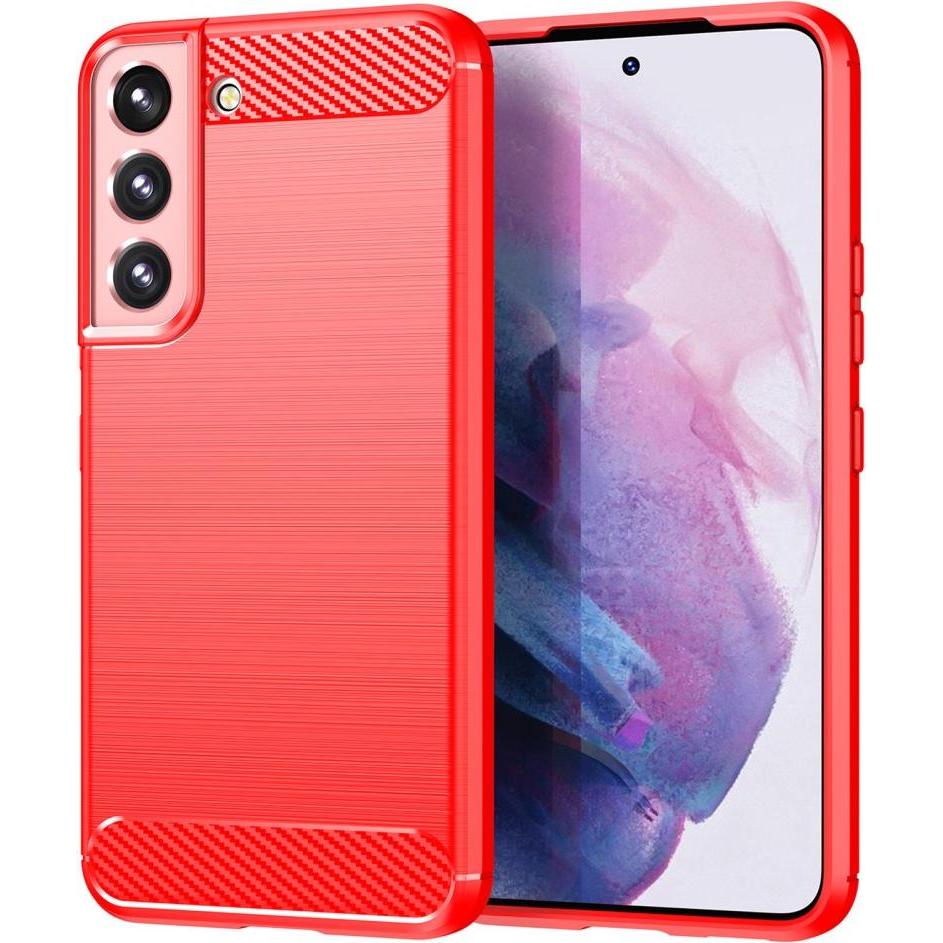 Cover-Discount Galaxy S22+ - Metall Carbon Look Hülle rot (Samsung Galaxy S22+), Smartphone Hülle, Rot