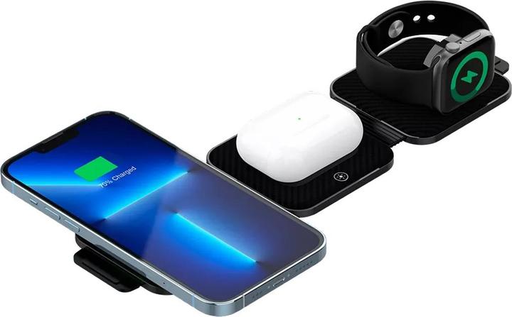 Actual product image Canyon WS-305, 3in1, foldable wireless Qi charging station for 3 devices simultaneously, 15W, black (15 W)