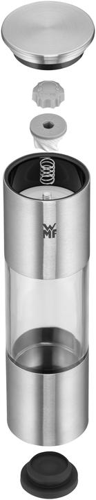Productafbeelding WMF Zoutmolen Pepermolen 18cm Keramische Molen Glazen Container Roestvrij Staal (Peper)