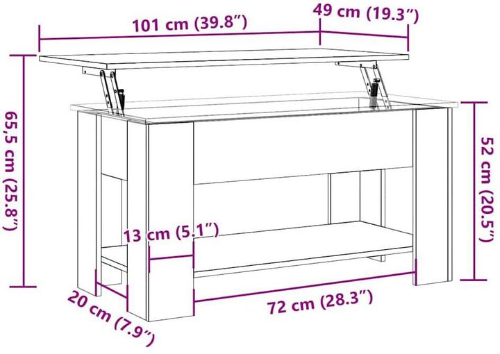 Image du produit vidaXL Couchtisch Altholz-Optik 101x49x52 cm Holzwerkstoff (101 x 49 x 52 cm)